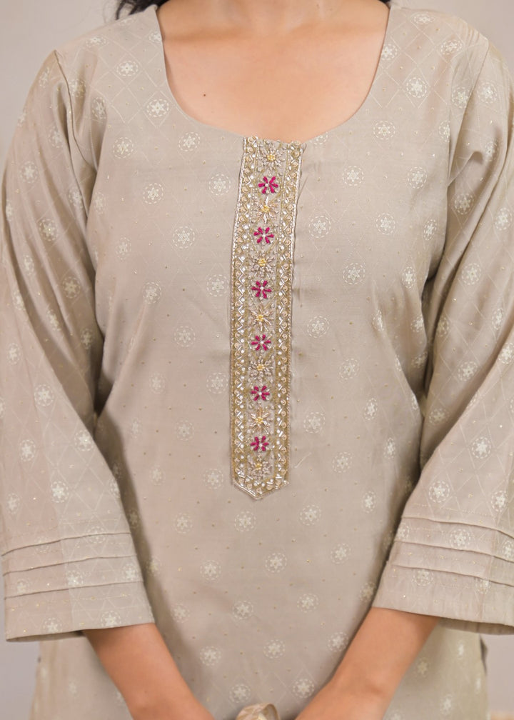 Shanti Nickel Printed Work Suit Set