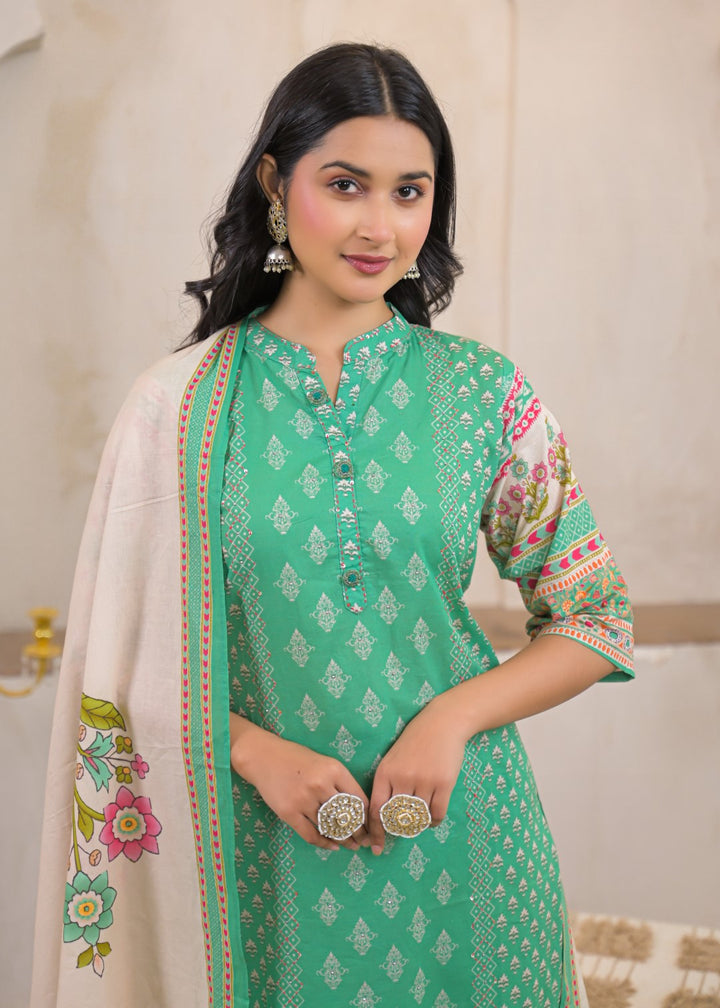 Shanti Sea Printed Cotton Suit Set