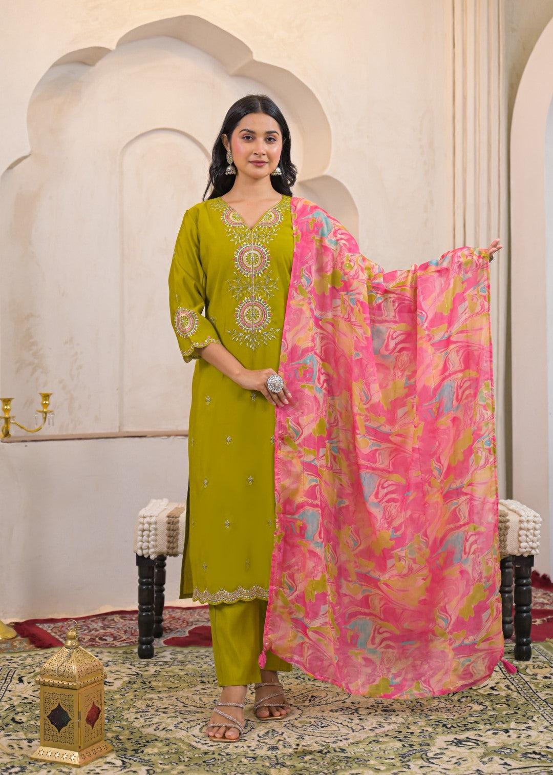 Ivy Zest Embroidered Suit Set