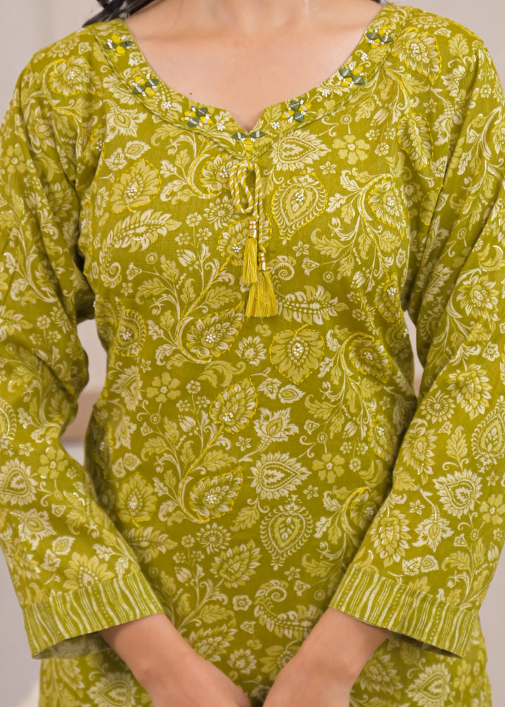 Shanti Mossy Printed Work Suit Set