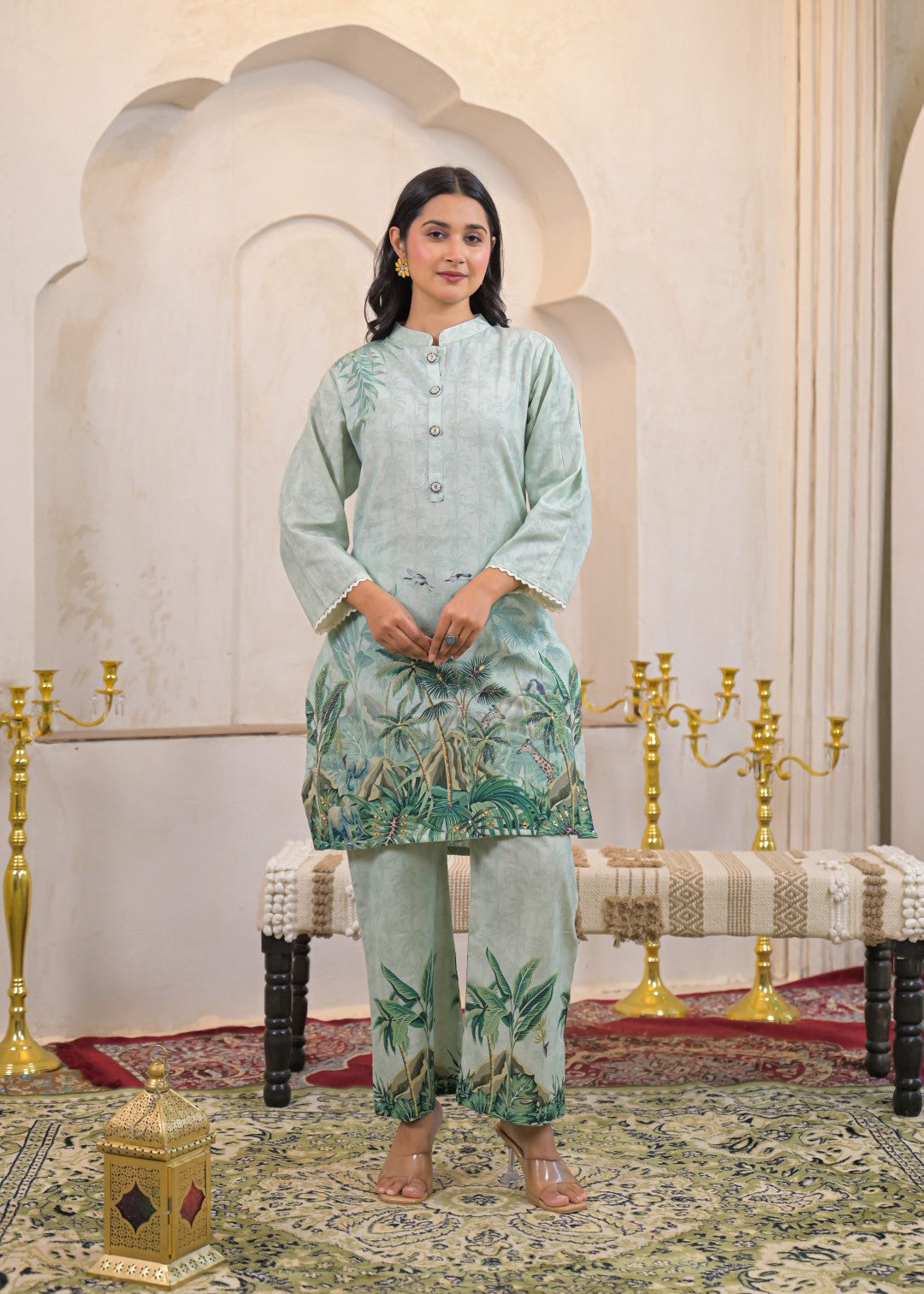 Shanti Minty Printed Work Co-ord Set