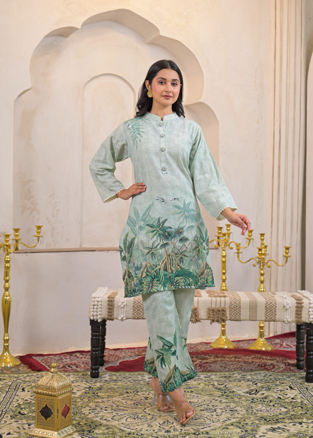 Shanti Minty Printed Work Co-ord Set