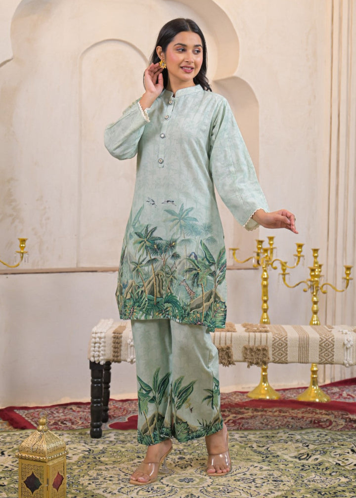 Shanti Minty Printed Work Co-ord Set