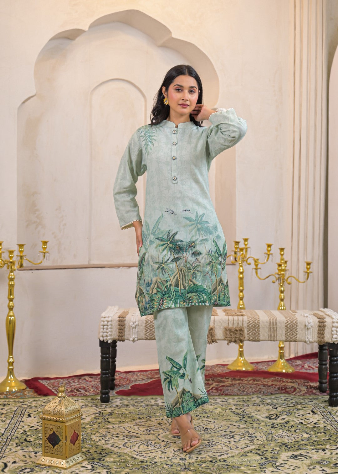 Shanti Minty Printed Work Co-ord Set