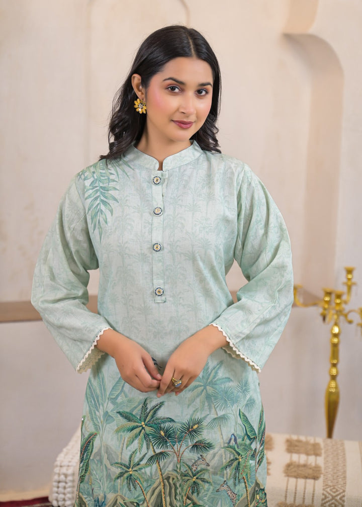 Shanti Minty Printed Work Co-ord Set