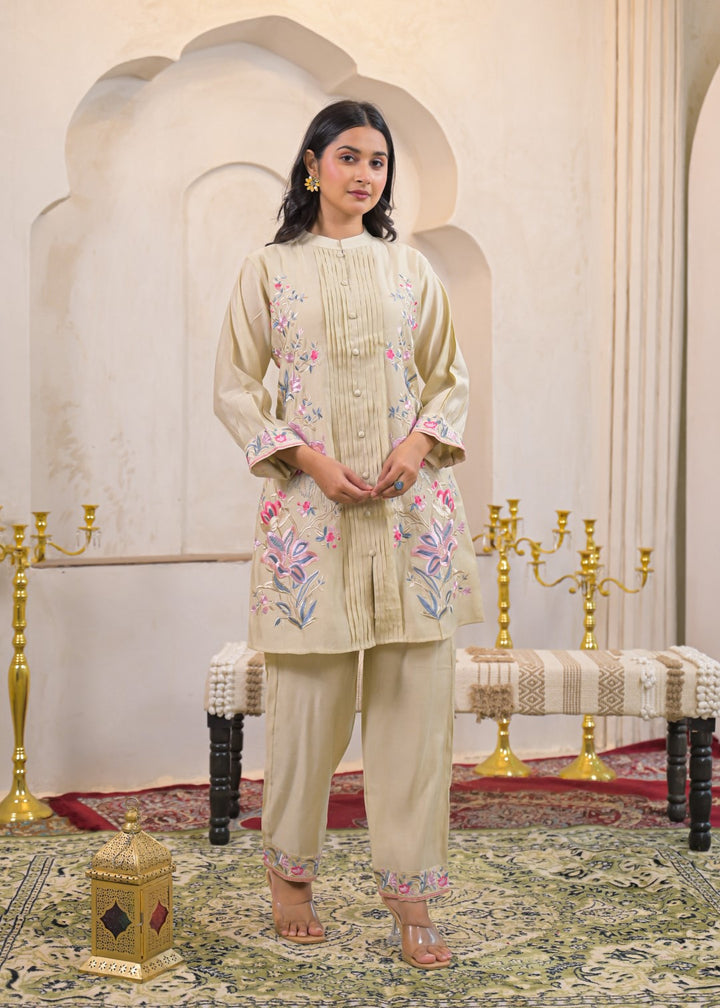 Pankhuri Cream Embroidered Co-ord Set