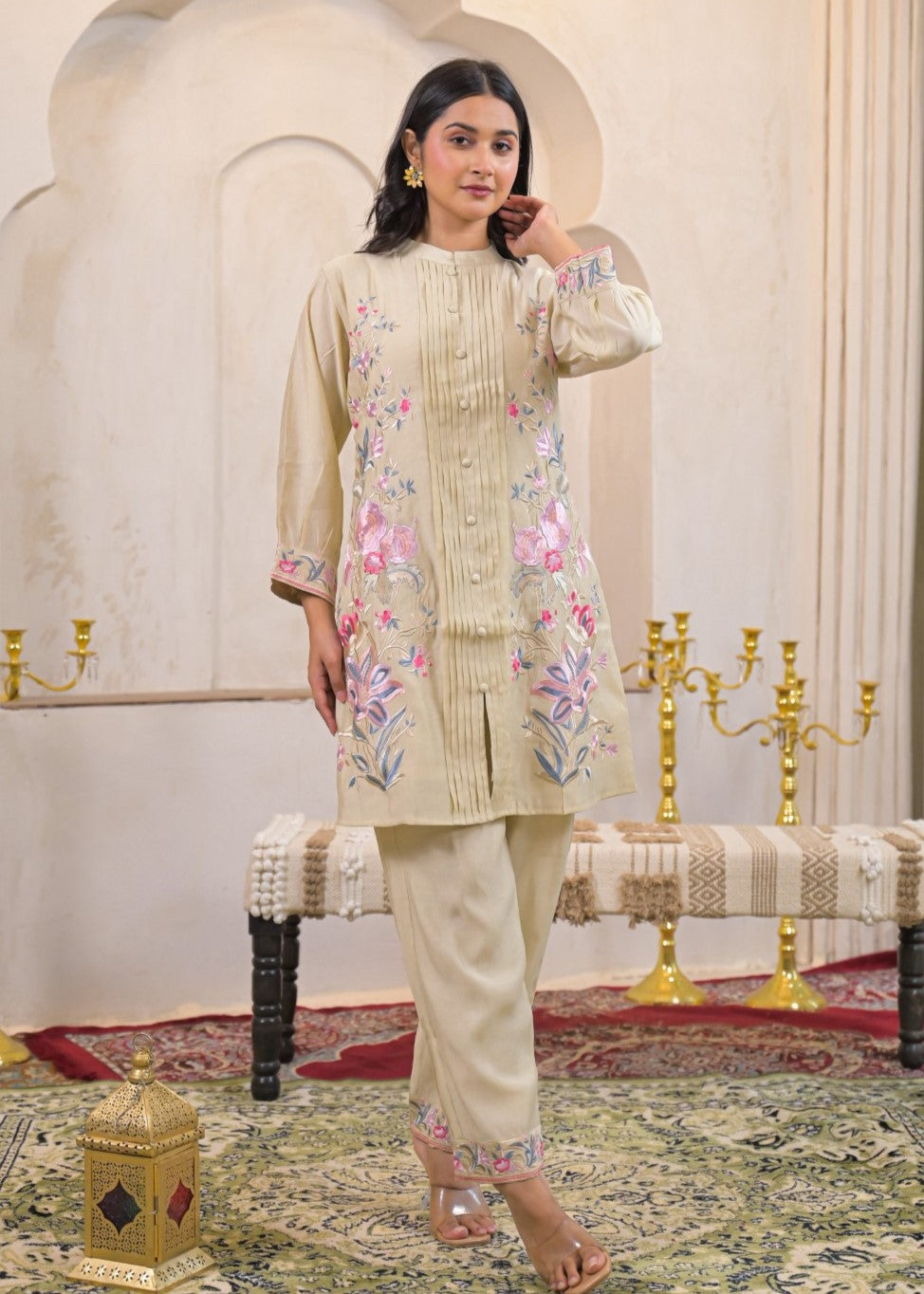 Pankhuri Cream Embroidered Co-ord Set
