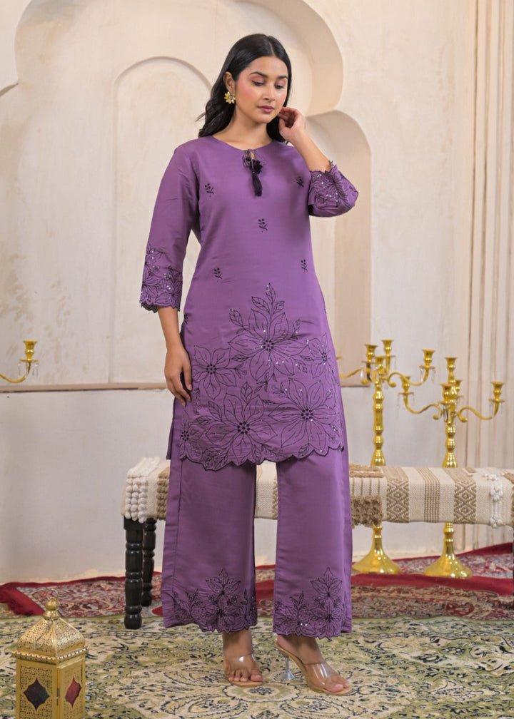 Ivy Plum Embroidered Co-ord Set