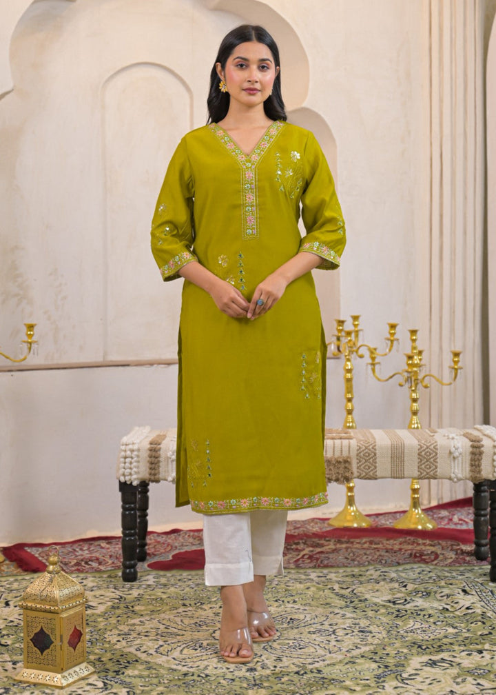 Ivy slime Embroidered Kurti