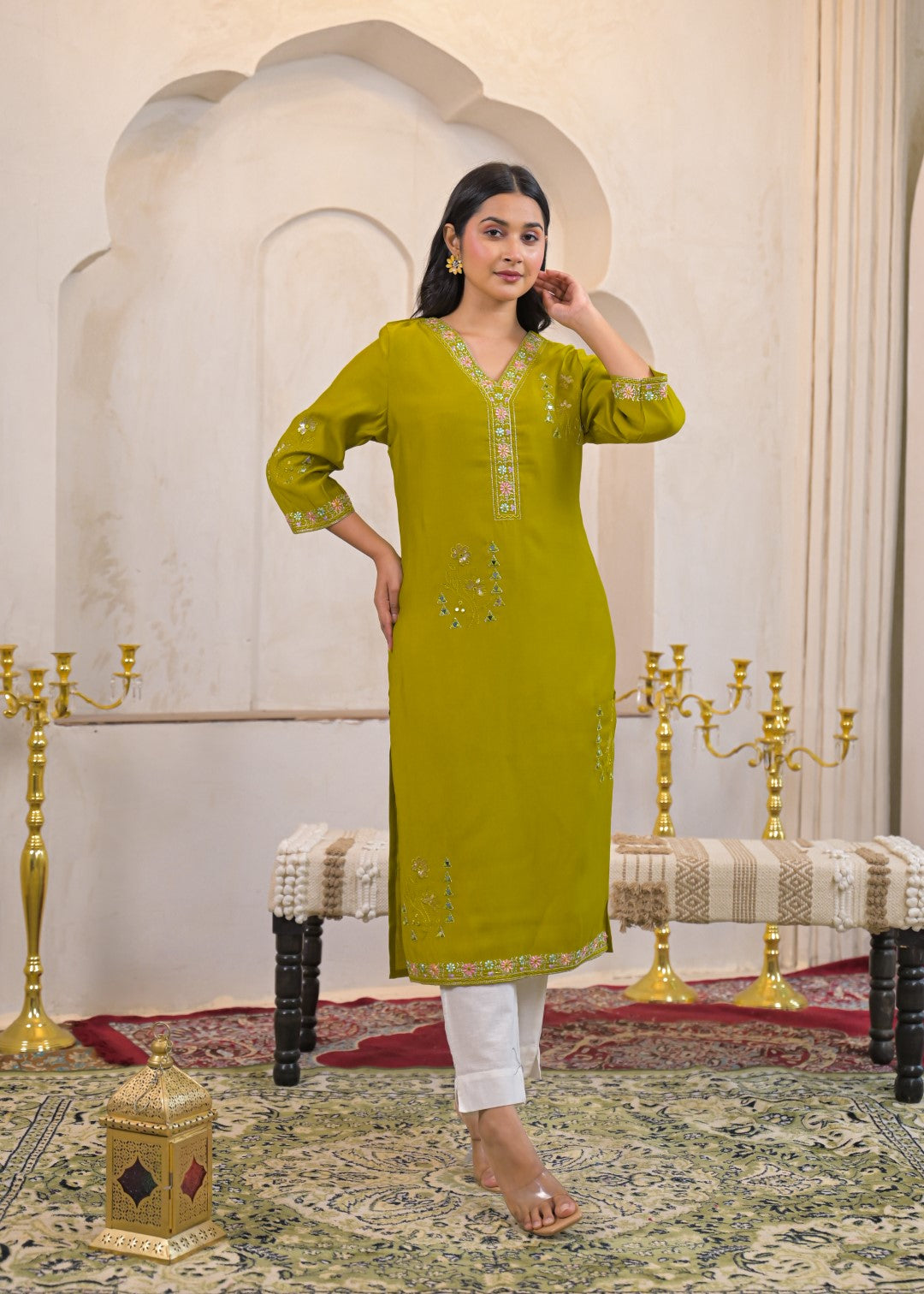Ivy slime Embroidered Kurti