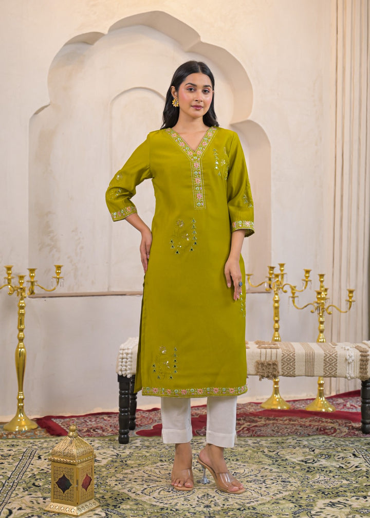 Ivy slime Embroidered Kurti