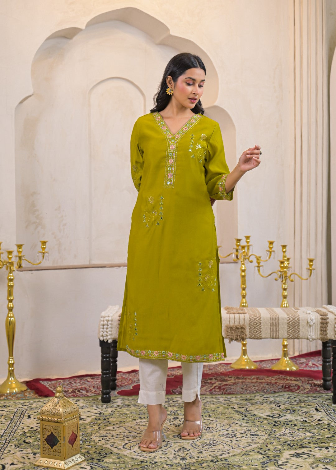 Ivy slime Embroidered Kurti