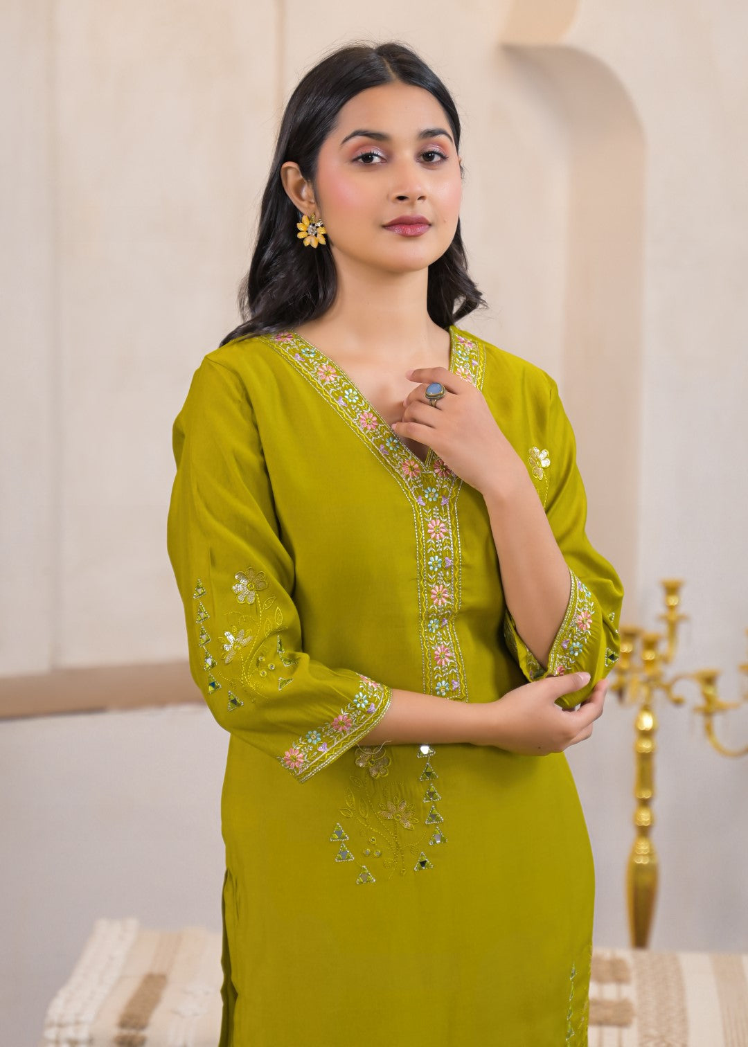 Ivy slime Embroidered Kurti