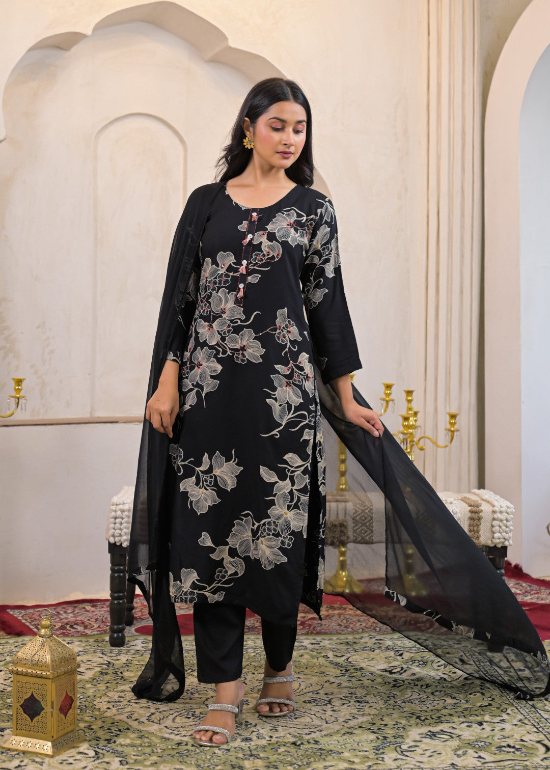 Shanti Onyx cotton kantha Suit Set