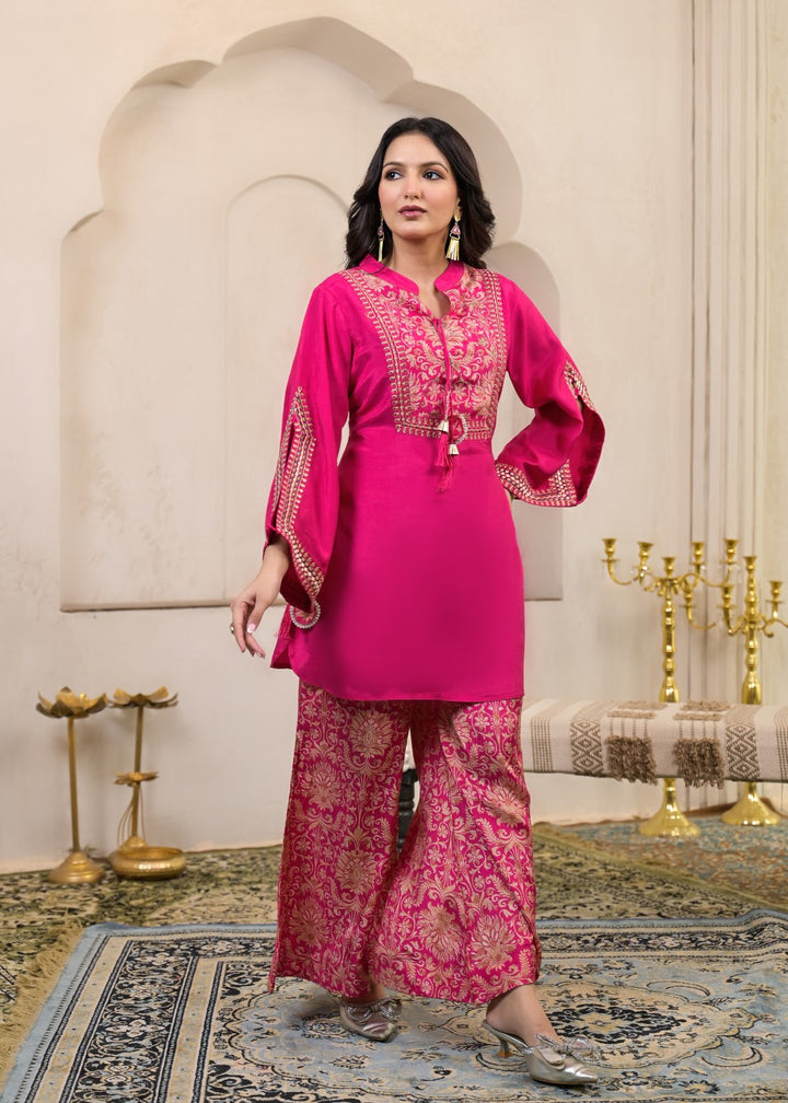 Sera flamingo embroidery premium co-ord set