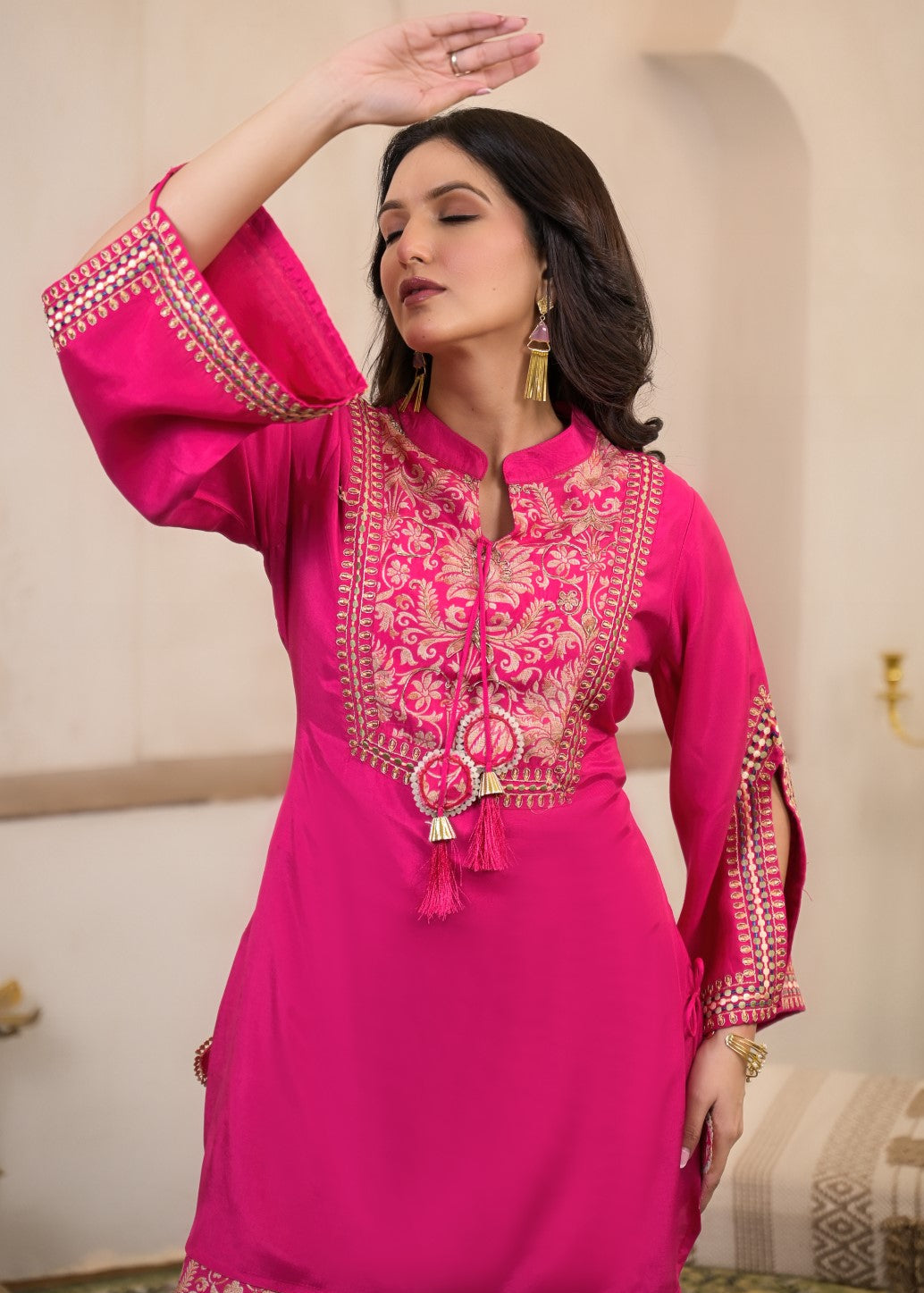 Sera flamingo embroidery premium co-ord set