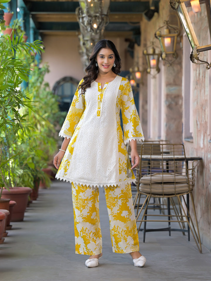 Bali Amber Schiffli Cotton Co-ord Set