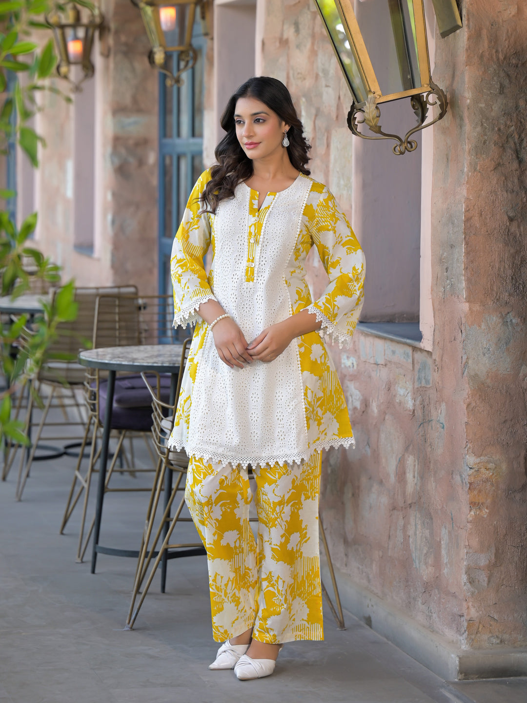 Bali Amber Schiffli Cotton Co-ord Set