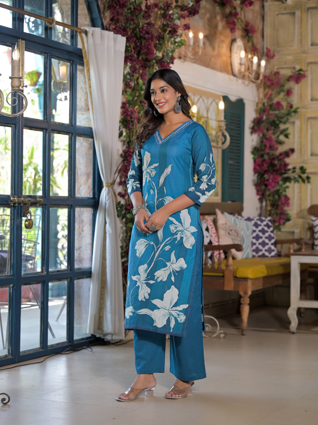 Bali Hibis Cotton Kurta Pant Set