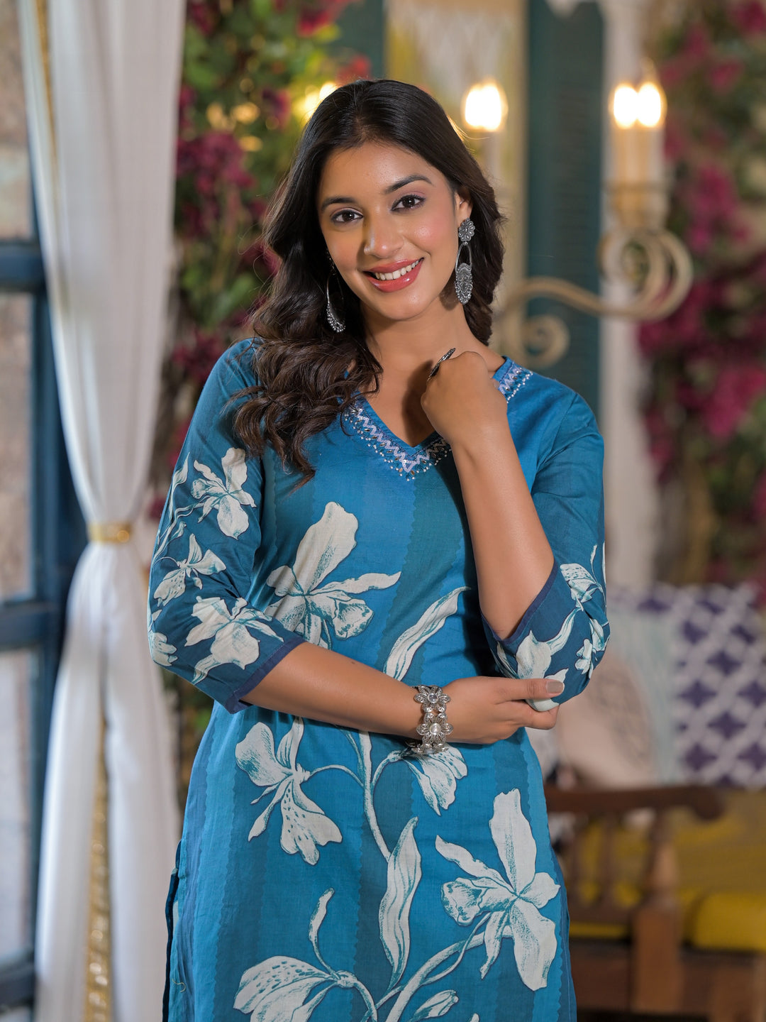 Bali Hibis Cotton Kurta Pant Set