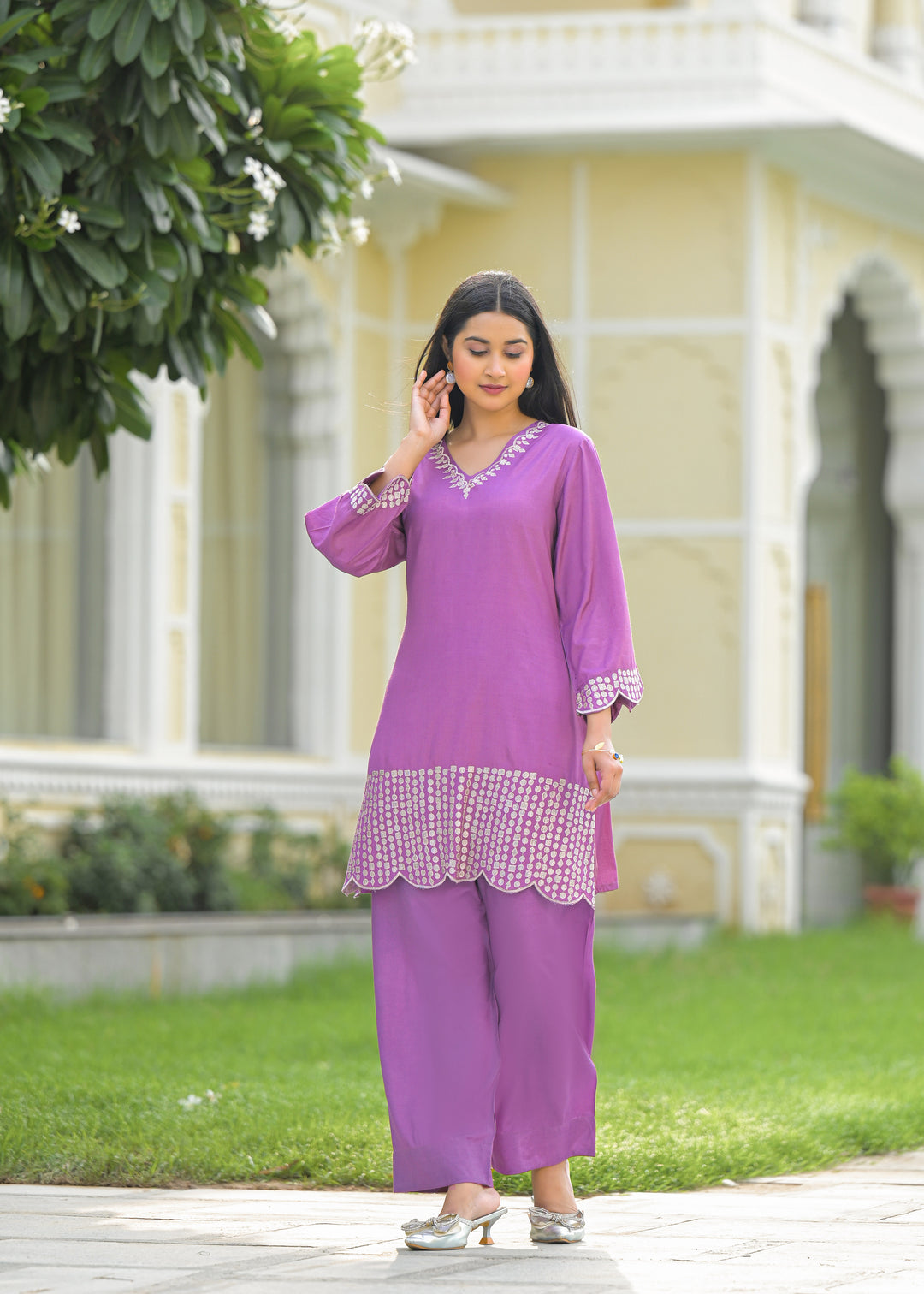 Tina Grape Embroidered Co-ord Set