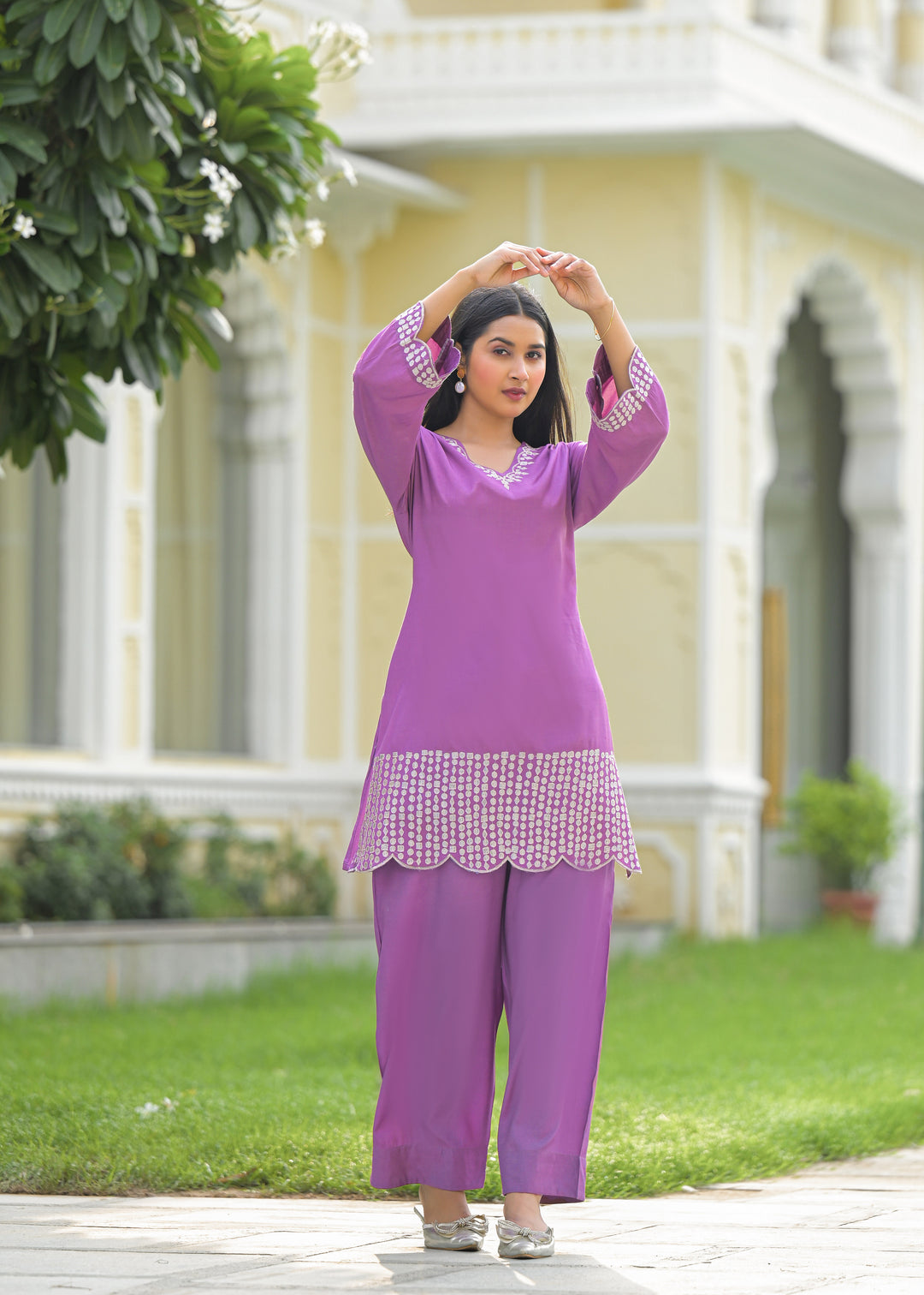 Tina Grape Embroidered Co-ord Set