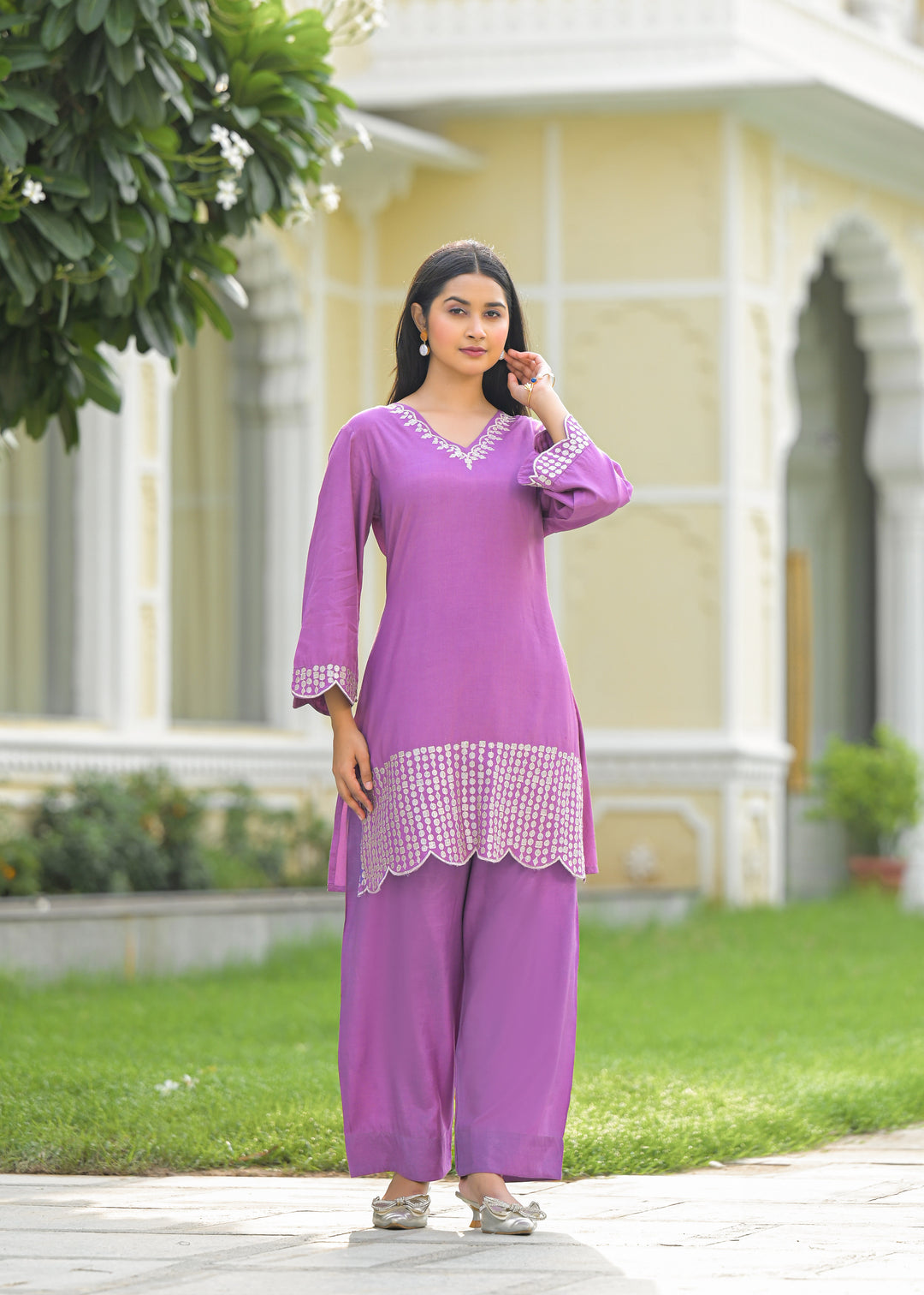 Tina Grape Embroidered Co-ord Set