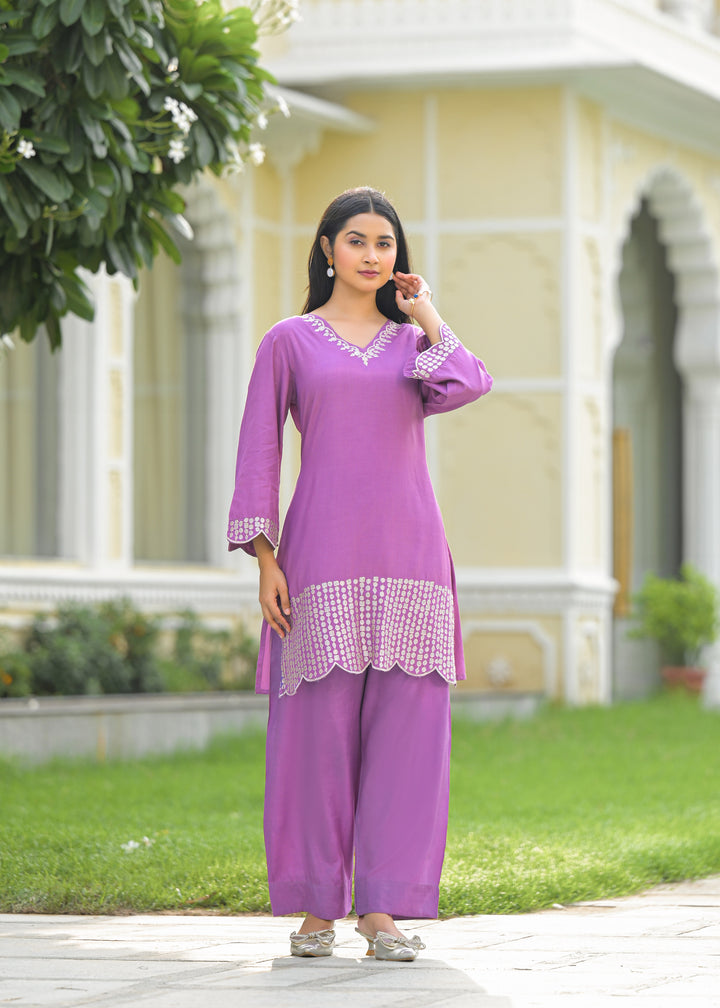 Tina Grape Embroidered Co-ord Set