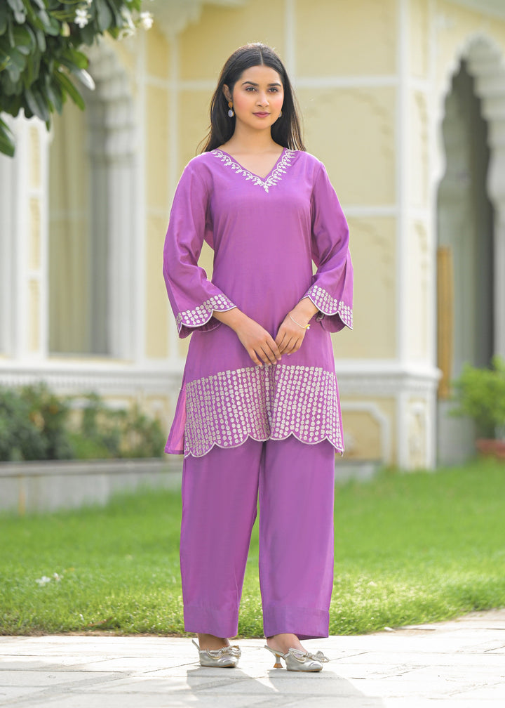 Tina Grape Embroidered Co-ord Set