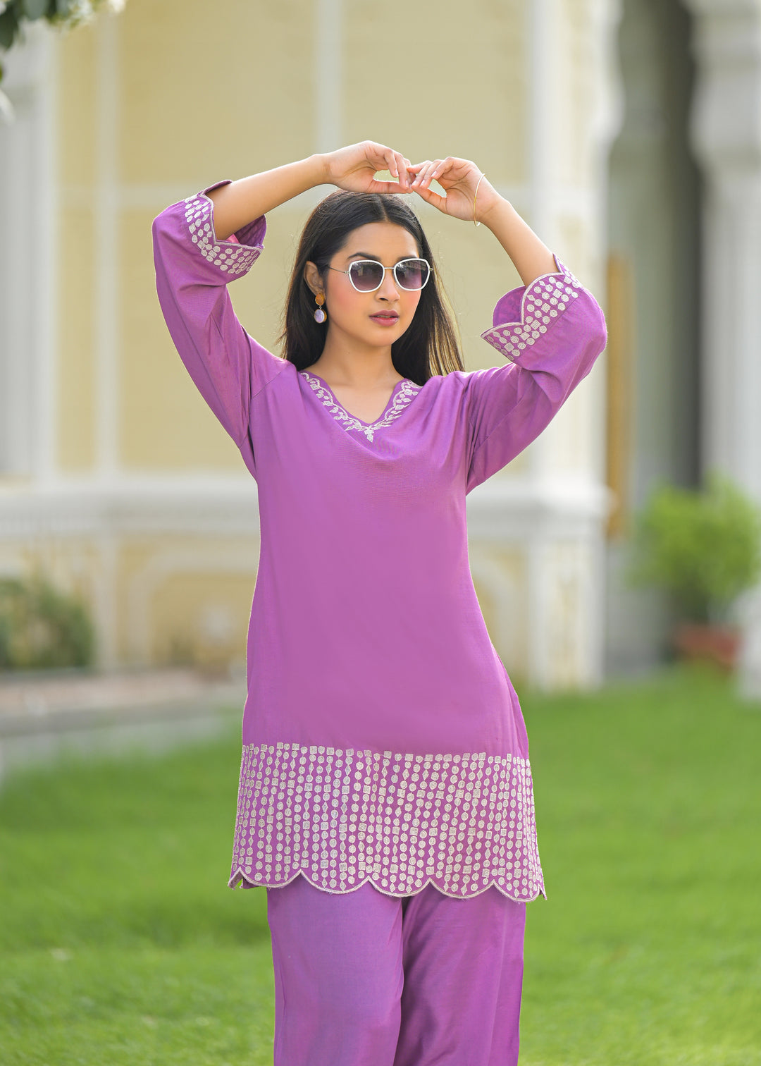 Tina Grape Embroidered Co-ord Set