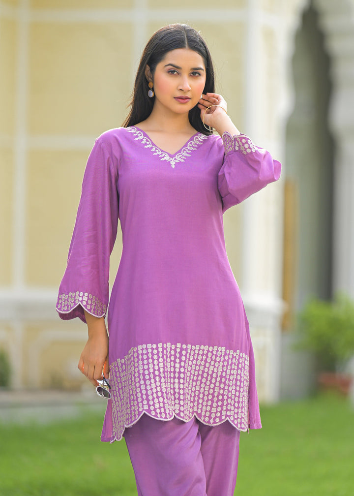 Tina Grape Embroidered Co-ord Set