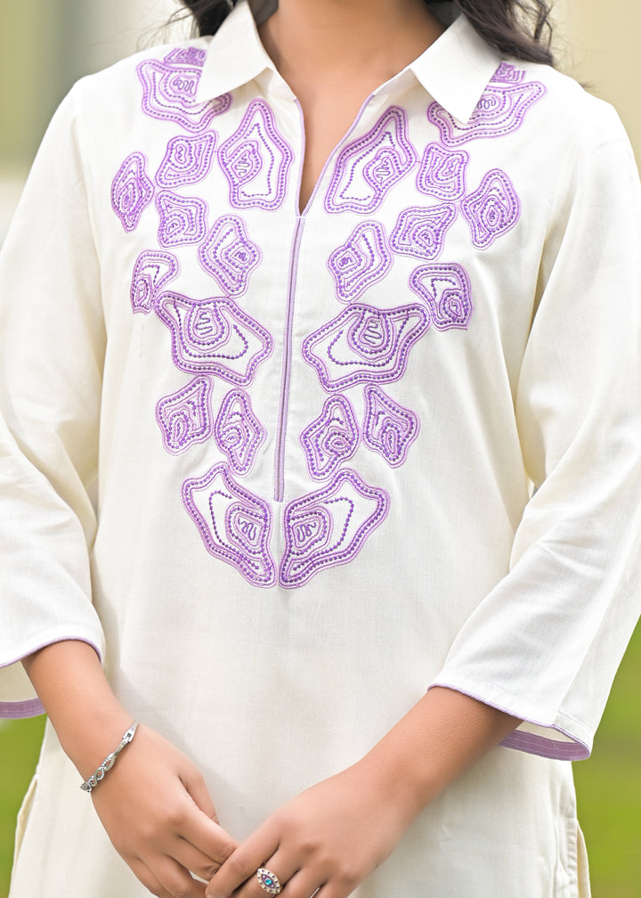 Bela Lavender Embroidered Kurta Pant Set