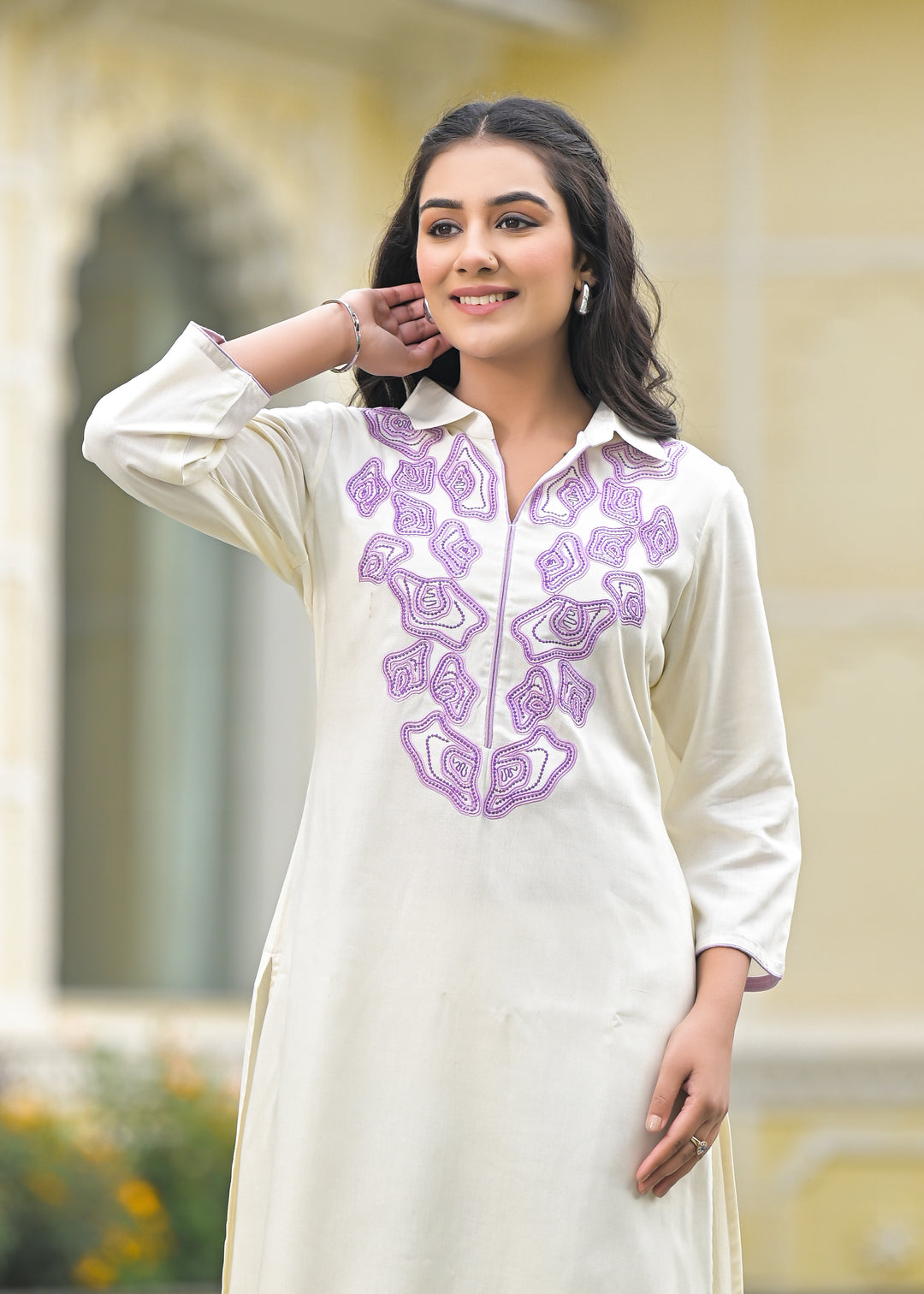 Bela Lavender Embroidered Kurta Pant Set