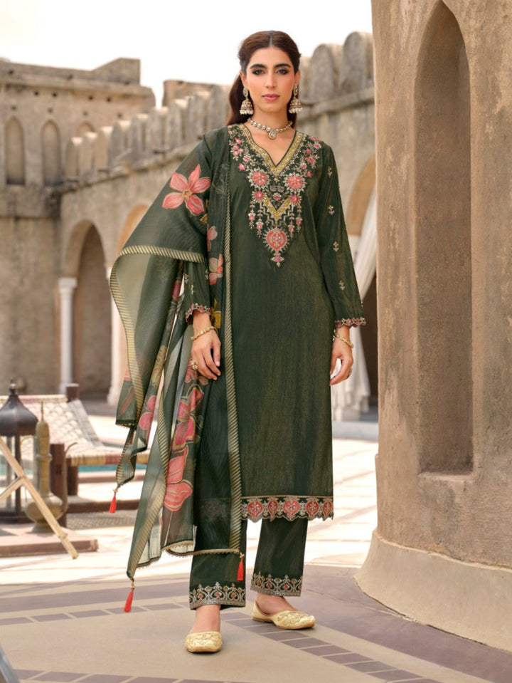 Vishesh moss full work suit set