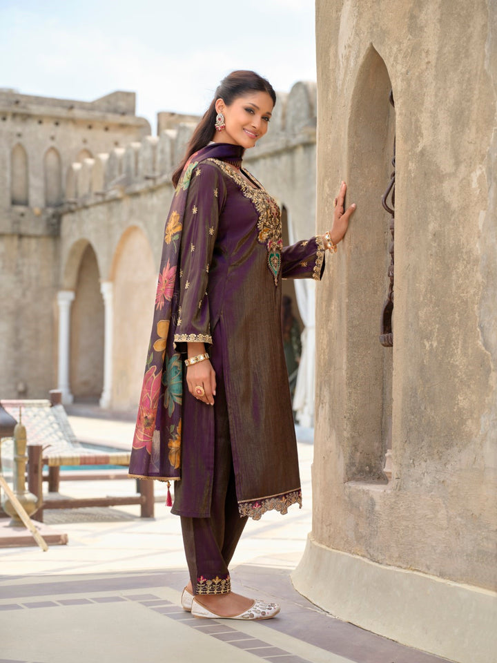 Vishesh orchid full work suit set