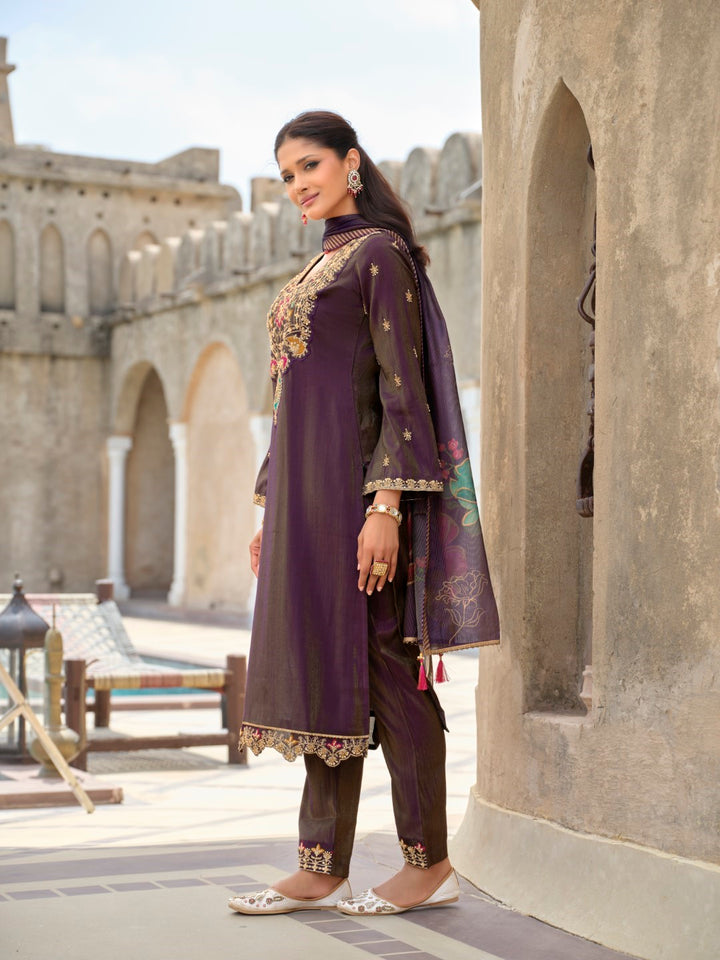 Vishesh orchid full work suit set