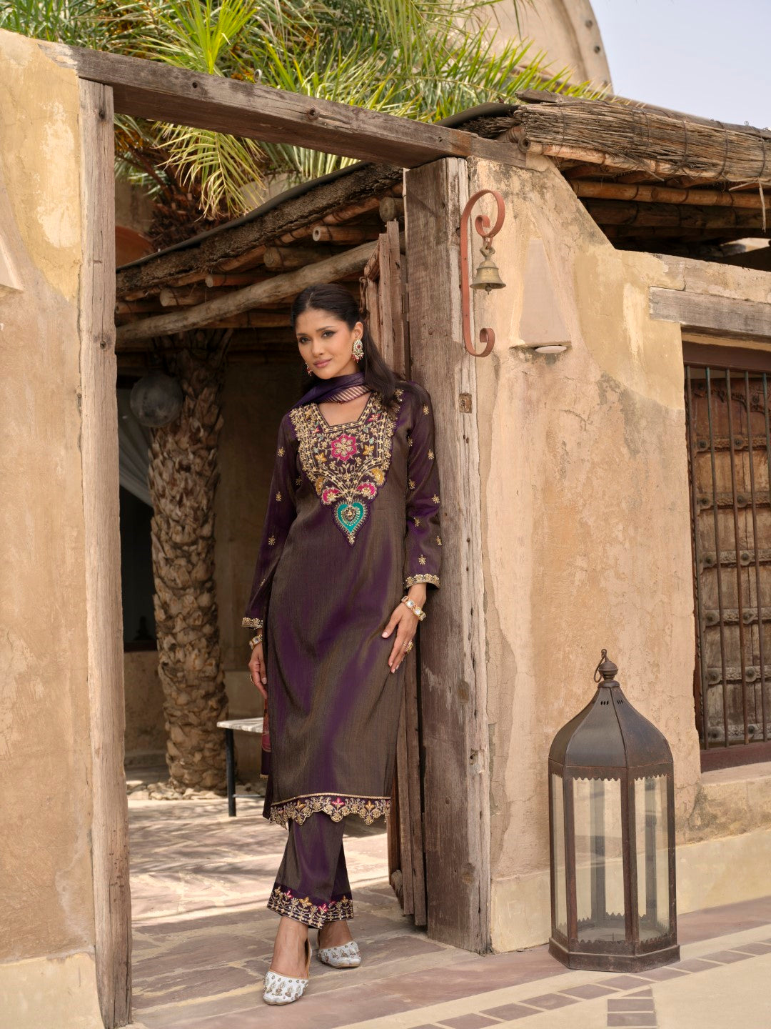 Vishesh orchid full work suit set