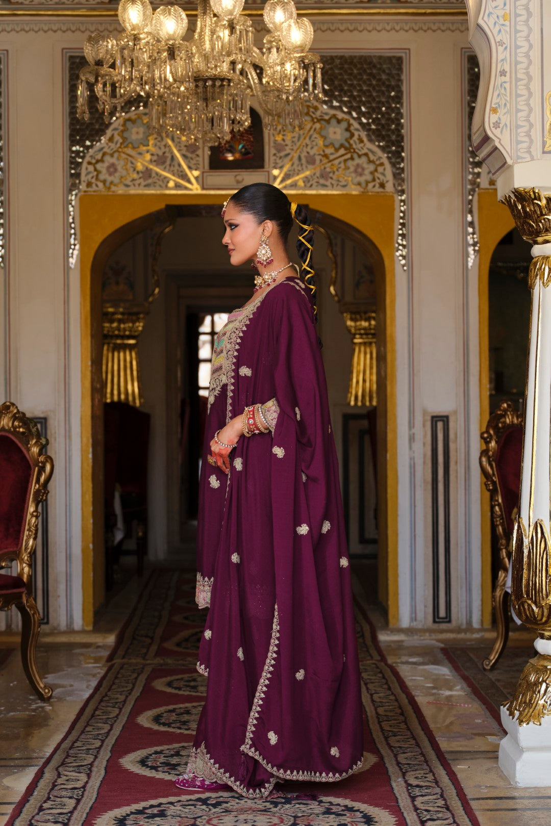 Kasumal Mulberry Full Work Gharara Set