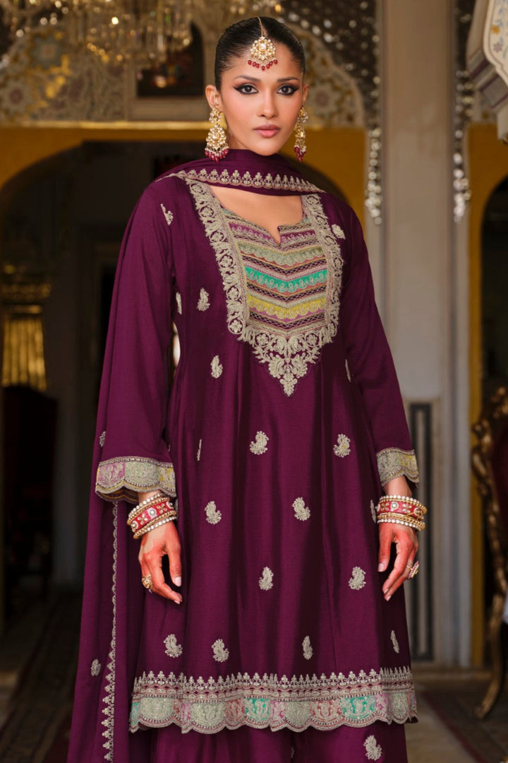 Kasumal Mulberry Full Work Gharara Set