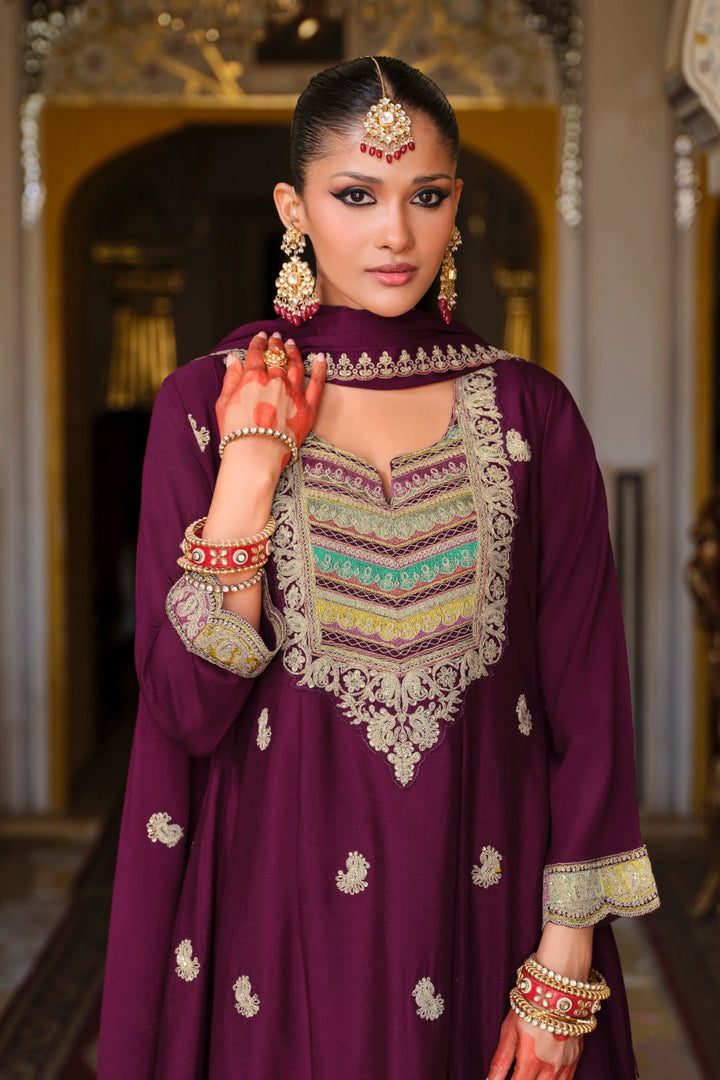 Kasumal Mulberry Full Work Gharara Set