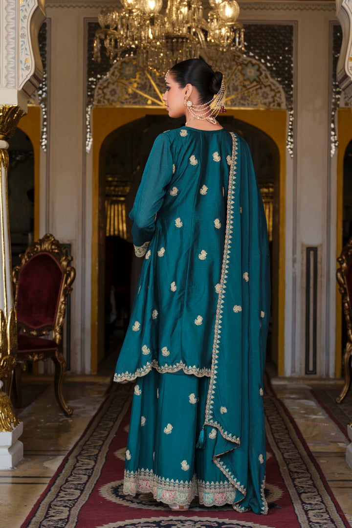 Kasumal Peacock Full Work Gharara Set