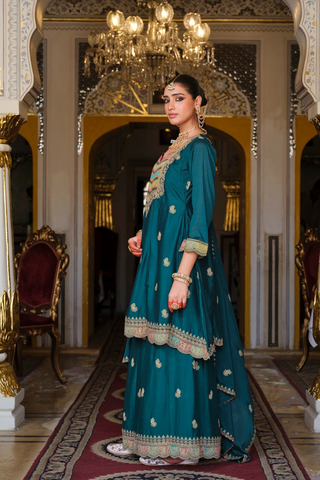 Kasumal Peacock Full Work Gharara Set