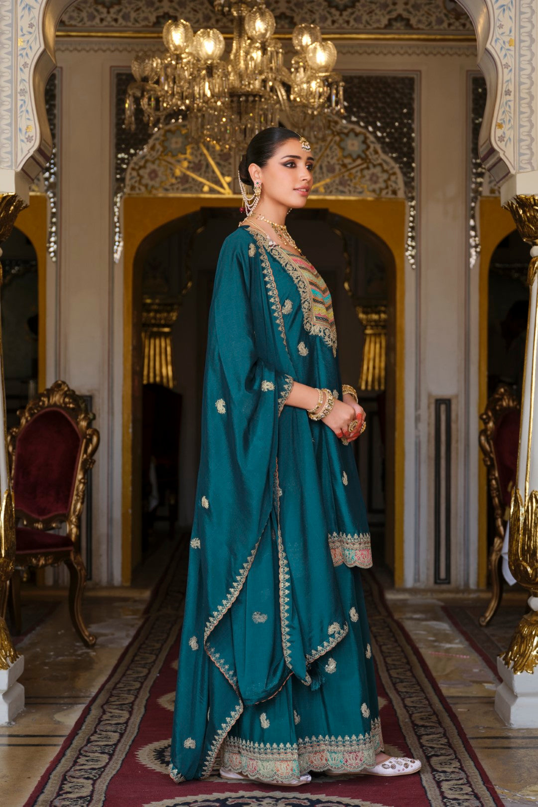 Kasumal Peacock Full Work Gharara Set