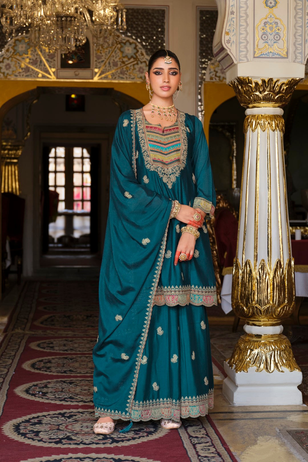 Kasumal Peacock Full Work Gharara Set