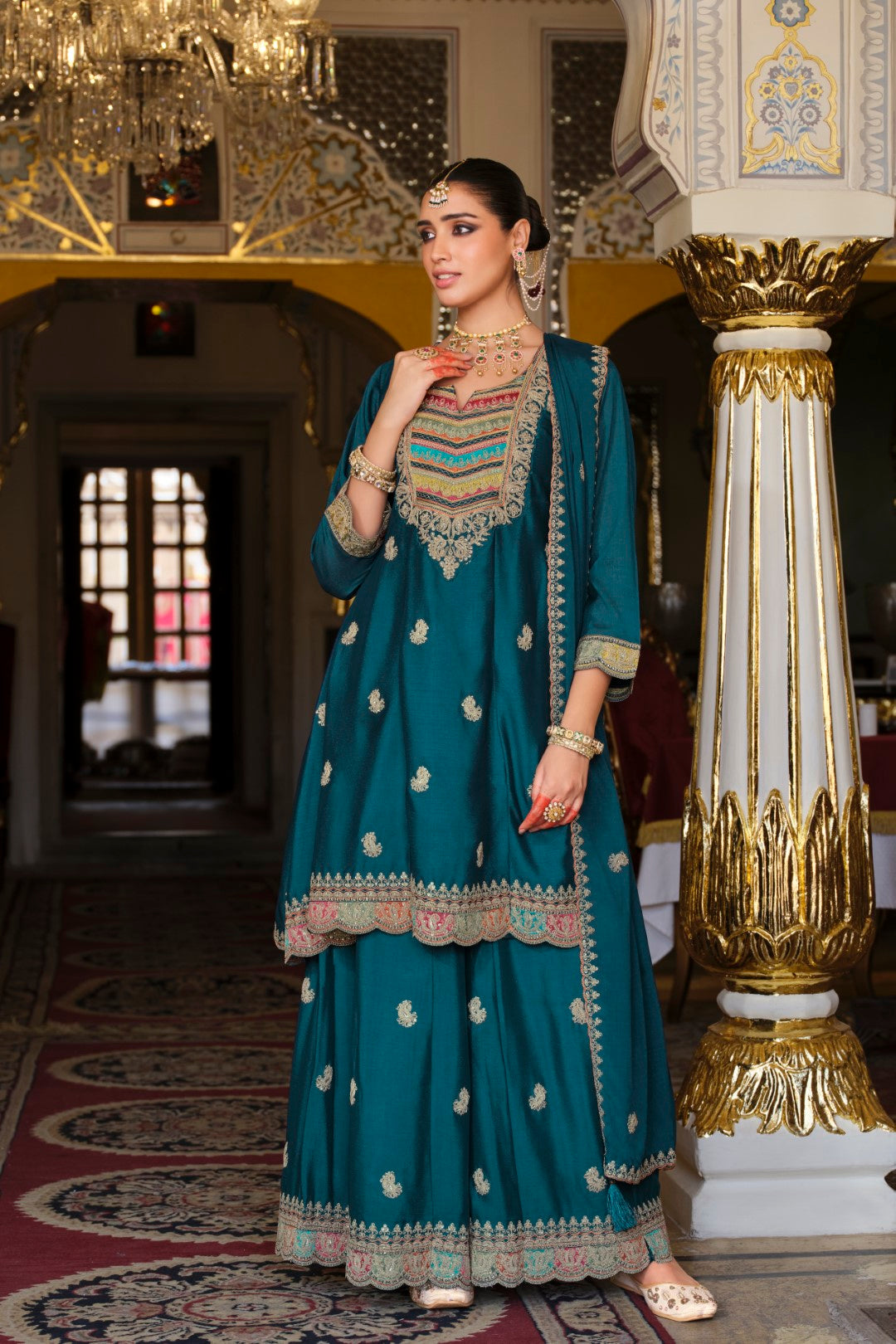 Kasumal Peacock Full Work Gharara Set