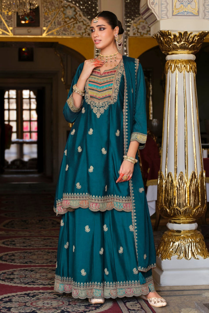 Kasumal Peacock Full Work Gharara Set