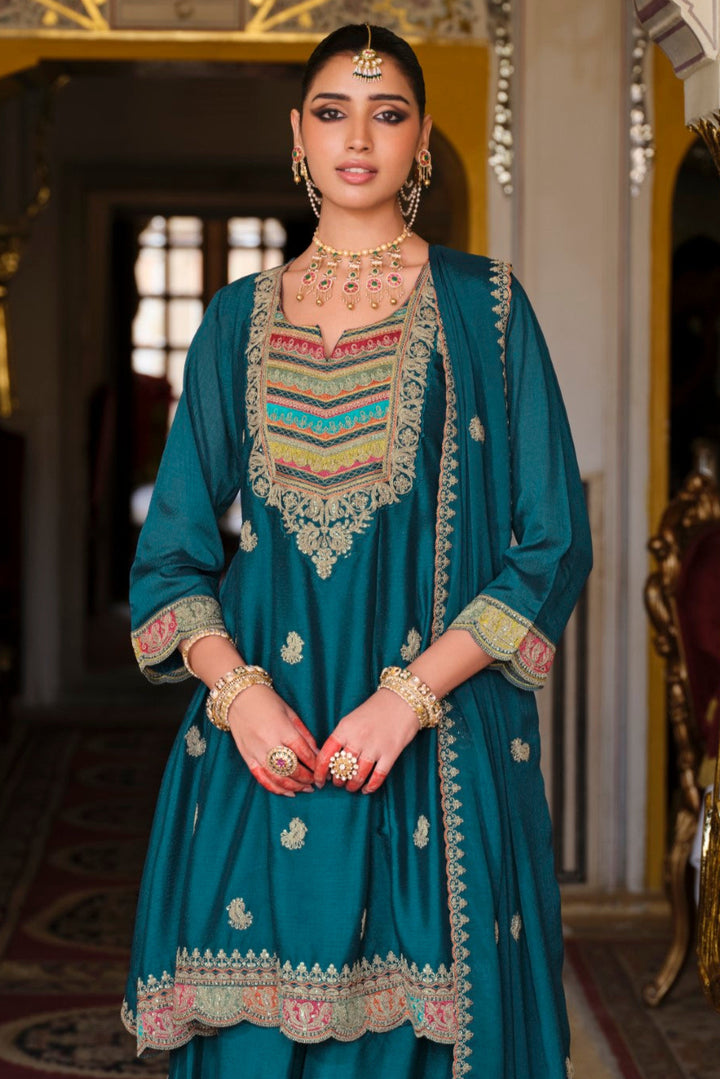 Kasumal Peacock Full Work Gharara Set