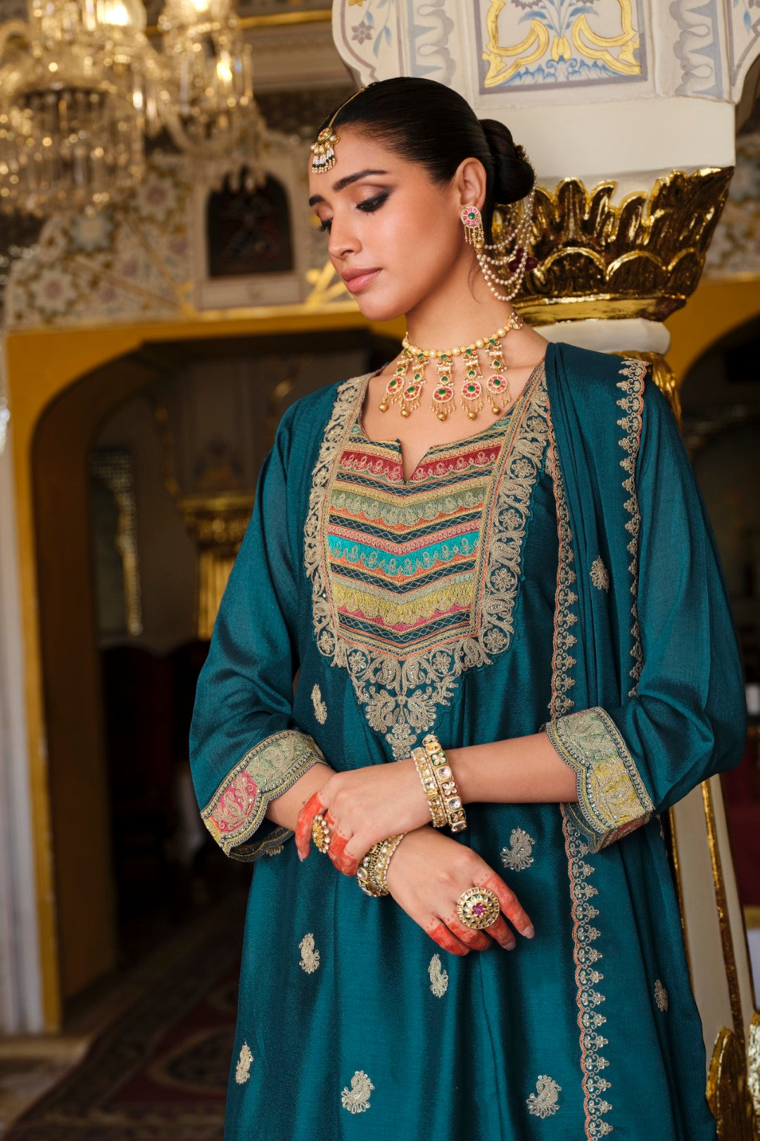 Kasumal Peacock Full Work Gharara Set