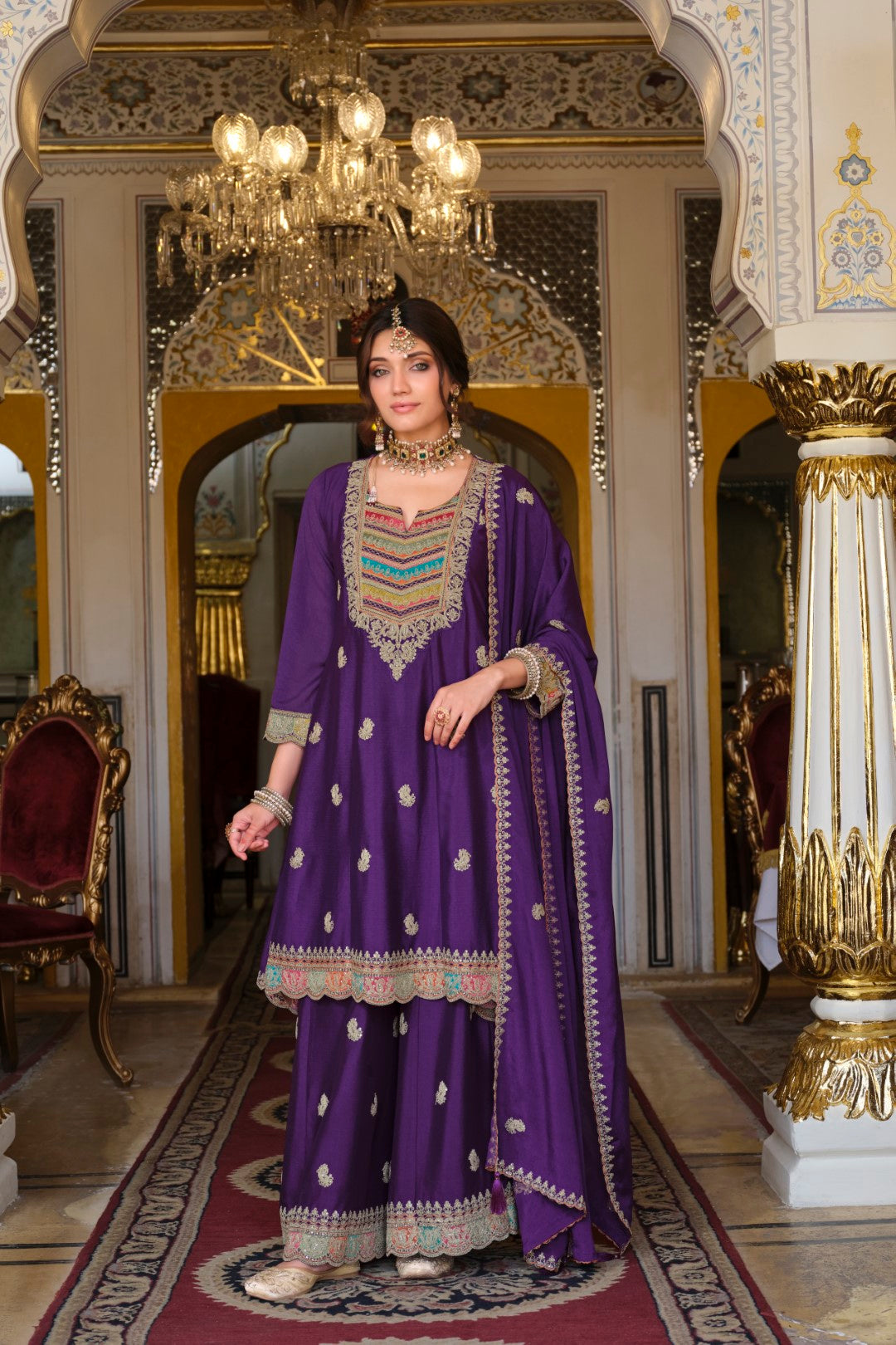 Kasumal Orchid Full Work Gharara Set