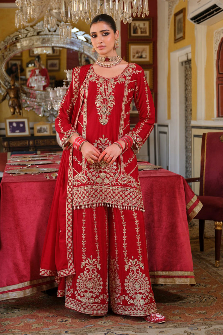 Sambhav Scarlet full heavy work gharara set